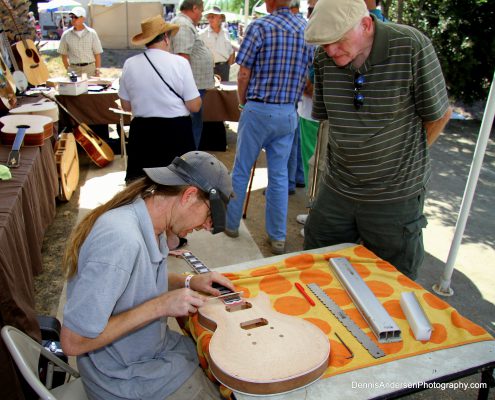 Guitar luthier demonstration